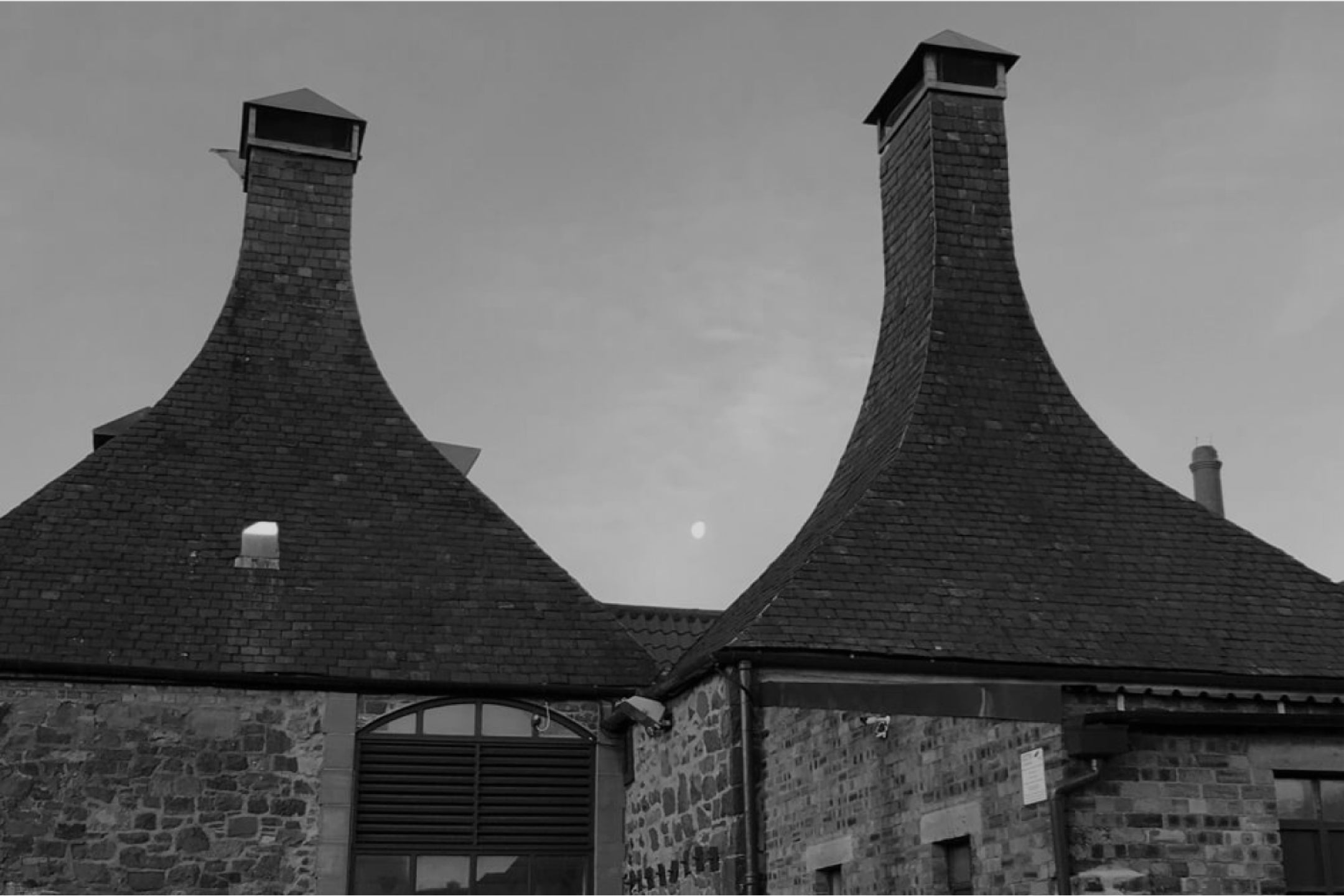 Belhaven brewery building in black and white